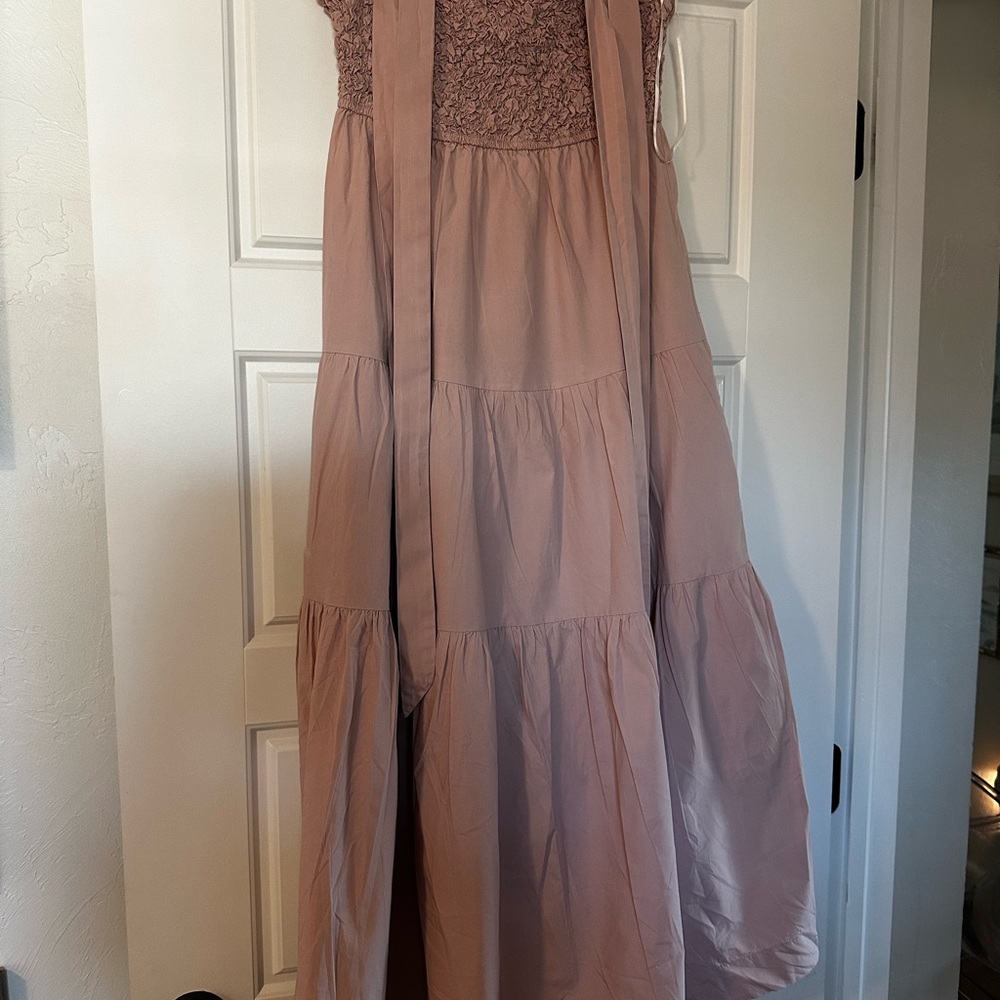 En Saison Matisse Smocked Tiered Cotton Midi-Dress Size S - Picture 2 of 4